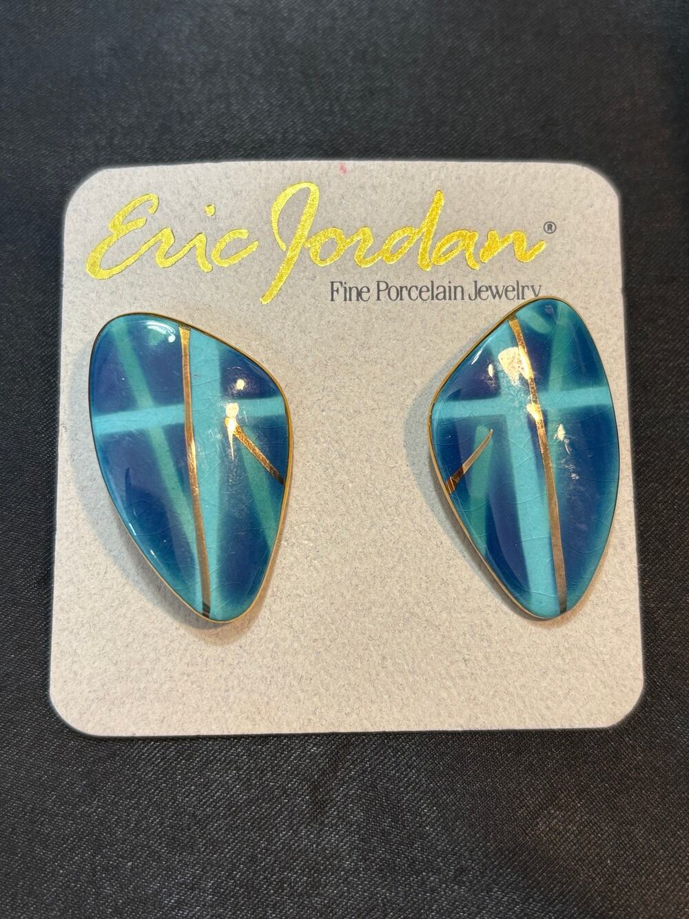 Eric Jordan Porcelain Earrings – Vintage Studio Jewelry – Made in USA